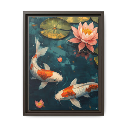 Koi Fish Wall Art — painterly canvas art, hand-framed in solid wood