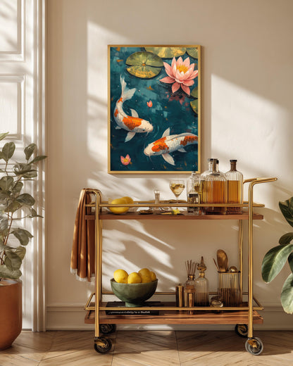 Koi Fish Wall Art — framed canvas print by Cenzio Atelier