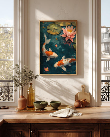 Koi Fish Wall Art — Cenzio Atelier framed canvas, made to order