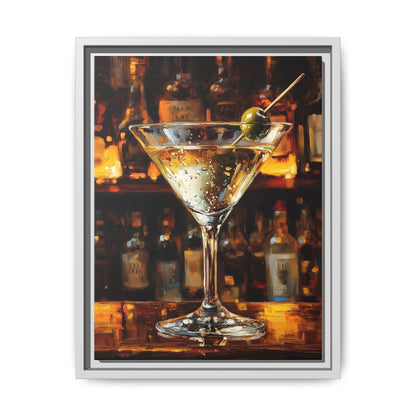 Martini Cocktail Wall Art — museum-grade cotton canvas in a solid wood frame