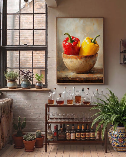 Bell Pepper Still Life Wall Art — Cenzio Atelier framed canvas, made to order