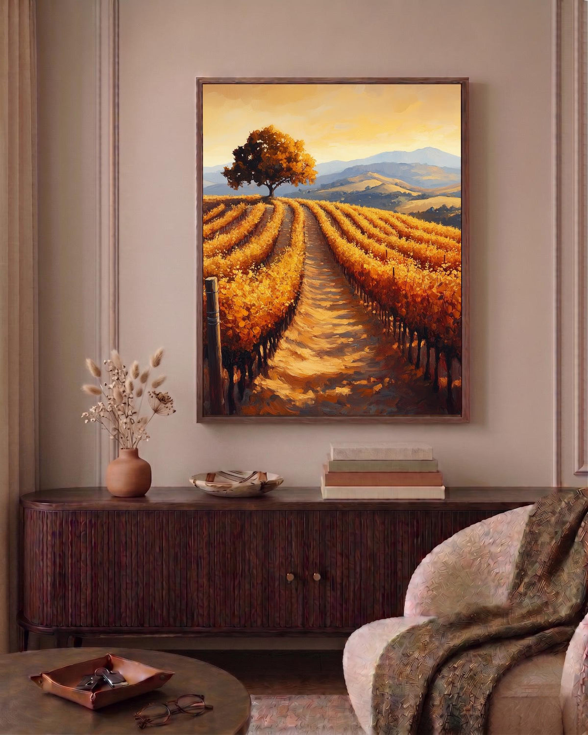 Oil-painting style Napa Valley printed on cotton canvas, made to order