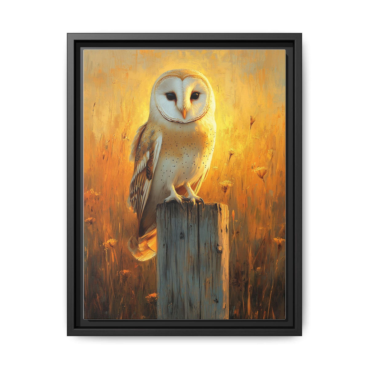 Barn Owl Wall Art — museum-grade cotton canvas in a solid wood frame