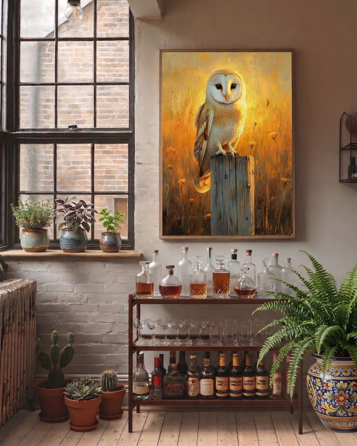 Barn Owl Wall Art — Cenzio Atelier framed canvas, made to order