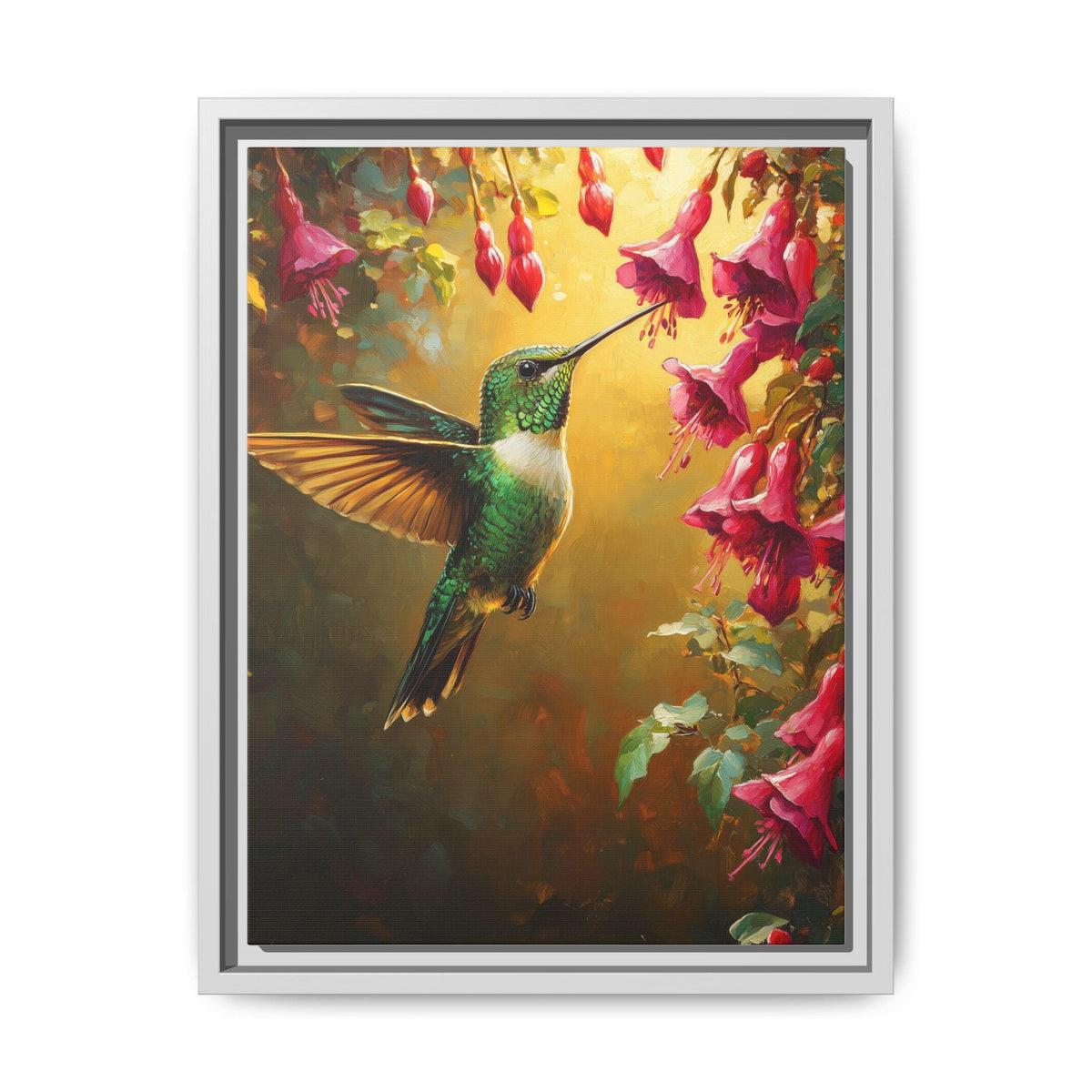 Hummingbird Wall Art — museum-grade cotton canvas in a solid wood frame