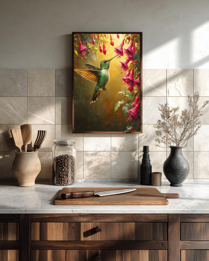 Hummingbird Wall Art — painterly wall art printed and framed to order